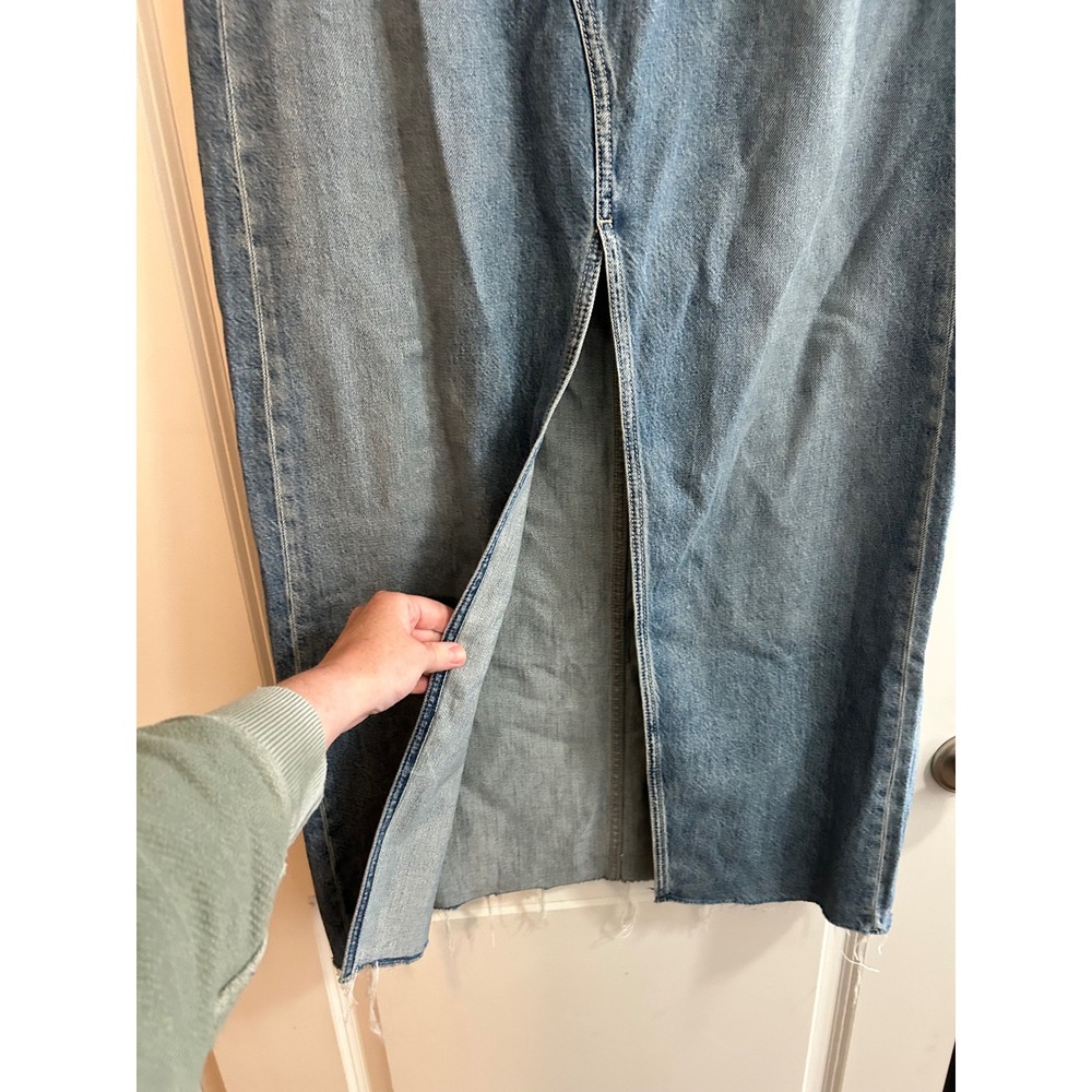 Rag & Bone Beverly Denim Maxi Skirt Light Indigo Front Slit Raw Hem 28 - Picture 4 of 8